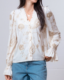 Smocked Ruffle Collar Blouse