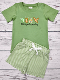 Baby Boy Green Applique Hunting Shorts Set