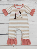 Baby Girl Cow Applique Stripe Romper