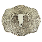 Rectangle Rope Edge Skull Head Buckle