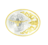 Nocona Mens Oval Floral Embossed Buckle
