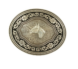 Nocona Oval Rope Edge Buckle With Scroll Horsehead Motif