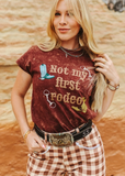 Wine Mineral Wash Embroidered Short Sleeve Top