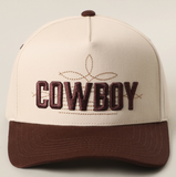 3D Cowboy Embroidered Cap - Brown