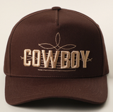 3D Cowboy Embroidered Cap - Brown/Brown