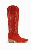 The Enora Red High Calf Boot