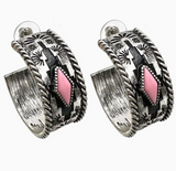 Aztec Diamond C Hoop Wide Earrings