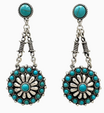 Barb Wire Turqouise Concho Dangle Earrings