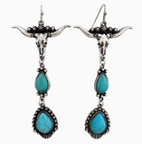 Bohemian Longhorn Teardrop Earrings