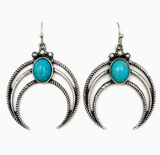 Crescent Moon Turqouise Stone Earrings
