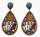 Tooled Leather Poker Card Earrings