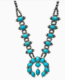 Squash Blossom Turquoise Necklace & Earring Set