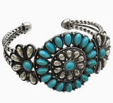 Western Flower Turquoise Stone Bangle