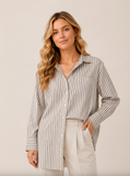 The Evelyn Beige Stripe Blouse
