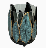 Metal Feather Glass Candle Holder Southwest Decor