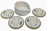 Sage Brush Boho Feather Moon Coasters