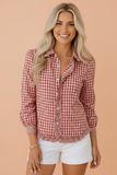 Gingham Frilled Longer Sleeve Shirt