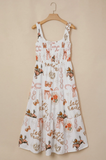 Western Horseshoe Smocked Midi Dress