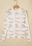Western Mesh High Neck Long Sleeve Top
