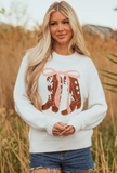 Western Boots Bow Embroidered Sweater