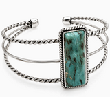 Rectangle Square Turquoise Stone Western Cuff Bracelet