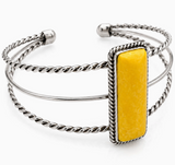 Rectangle Square Turquoise Stone Western Cuff Bracelet