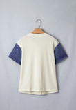 Denim and Beige Ribbed Top