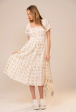 Blue B Squared Neck Lace Trim Midi Dress