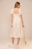 Blue B Squared Neck Lace Trim Midi Dress