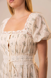 Blue B Squared Neck Lace Trim Midi Dress