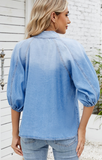 Denim Bow Tie Top - Light Blue