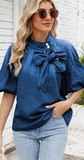 Denim Bow Tie Top - Denim Blue
