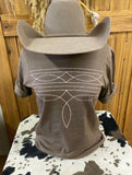 Brown & Pink Boot Stitch Tee