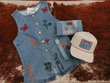 Embroided Whimsy Denim Blue Vest