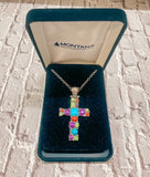 Multistone Cross Necklace