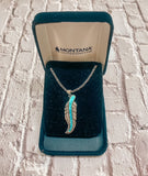 Turquoise Opal Feather Necklace