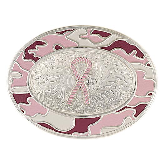 Licensed Tough Enough To Wear Pink - a portion of the proceeds from the sales of this product go directly to the Tough Enough To Wear Pink Campaign in support of breast cancer research. Medium sized oval shaped silver-tone classic buckle with a precisely 