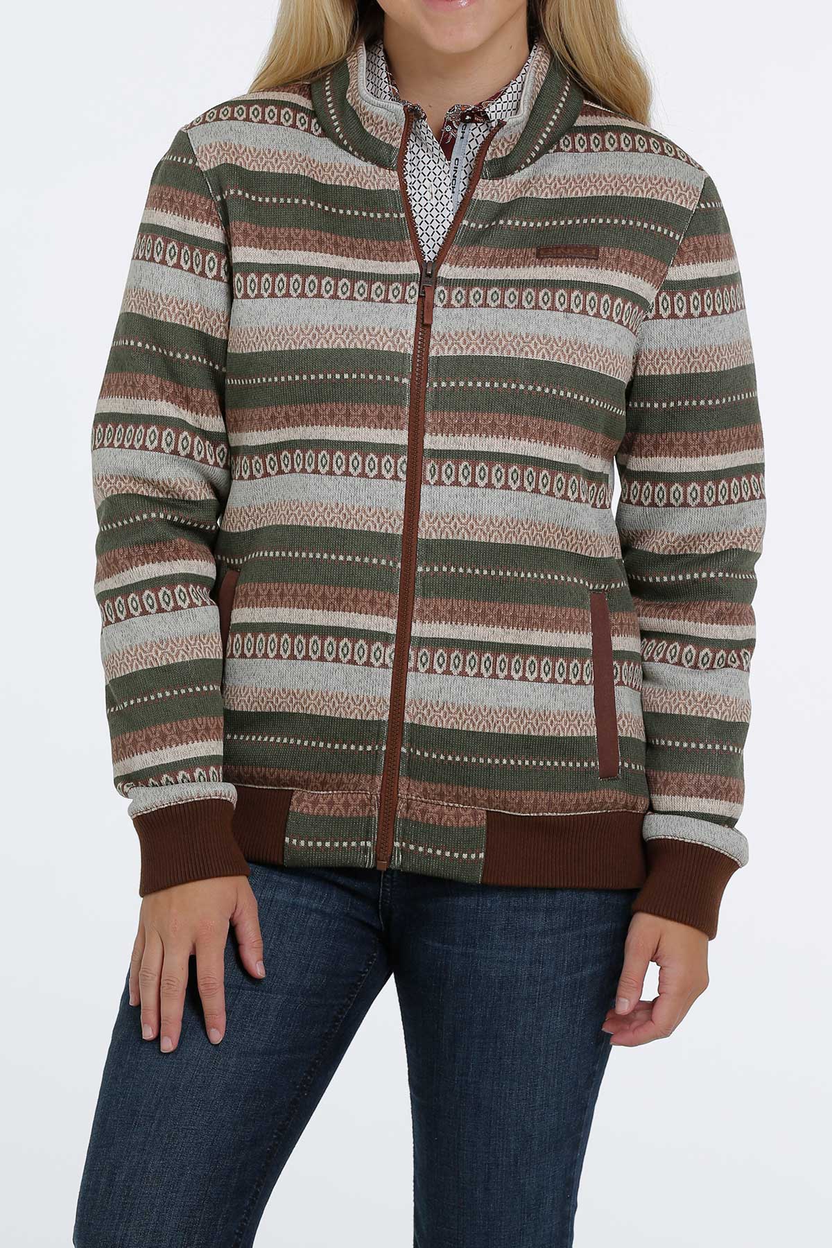 Cinch Woven Ladies Sweater