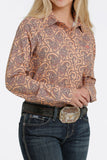 Cinch Peach Paisley Arena Shirt