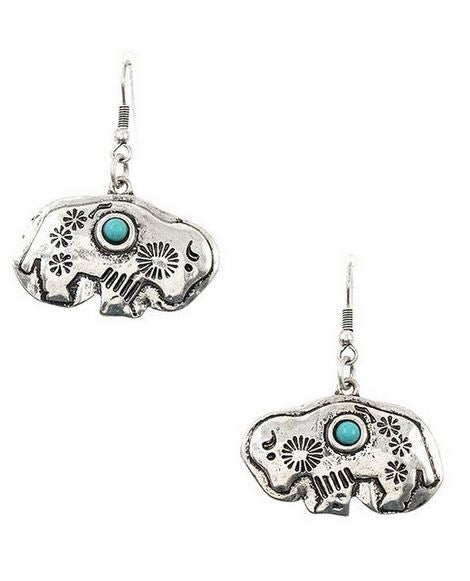 Bison with Stone Earrings