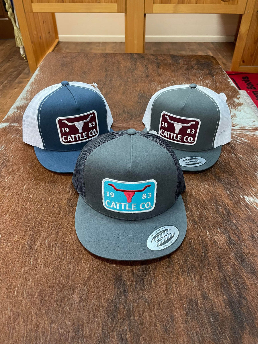 Whiskey Bent Hat Co. Chisholm Snapback - 5-Panel Longhorn Cattle Trucker Hat