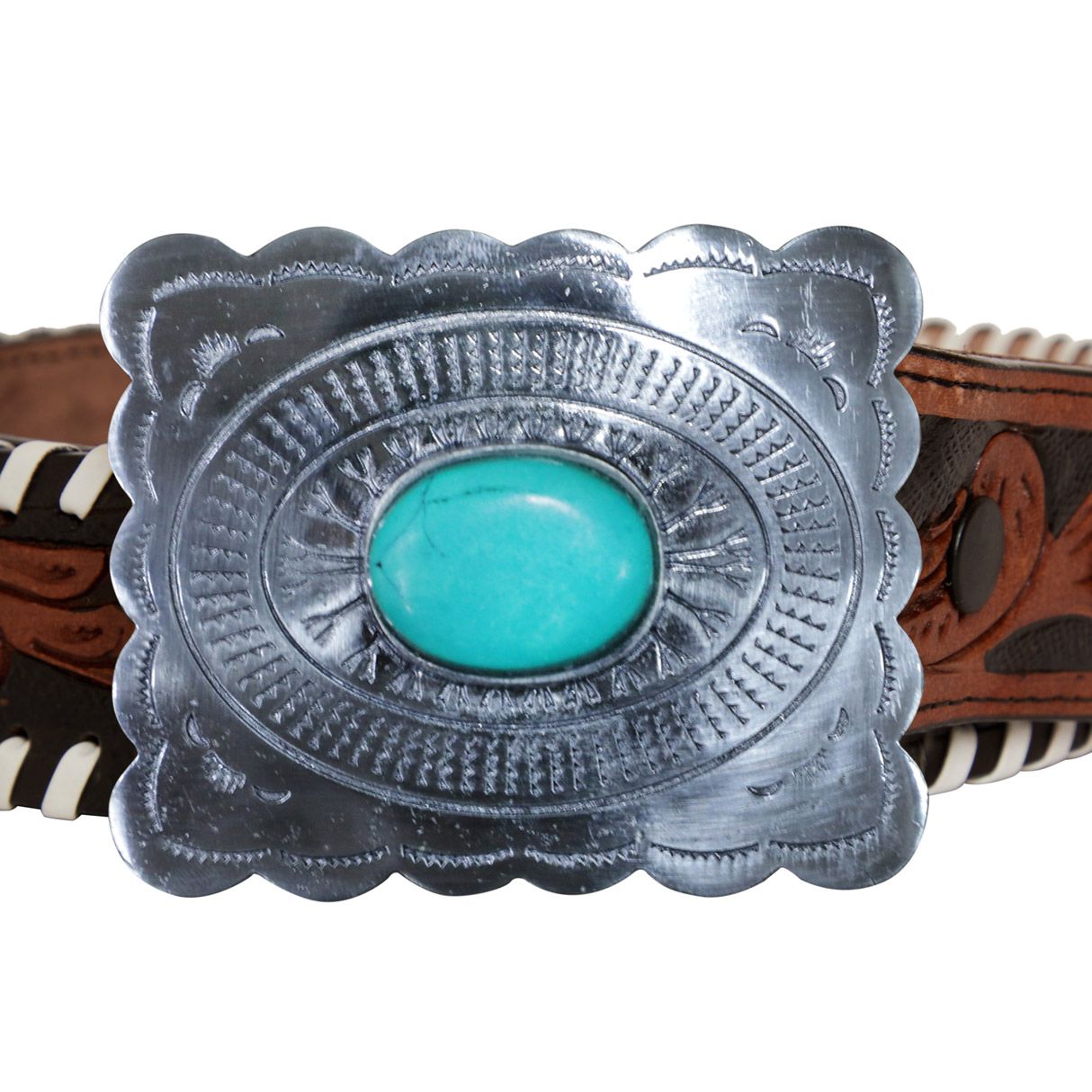 Myra Grave Brown Hand Tooled Leather Belt