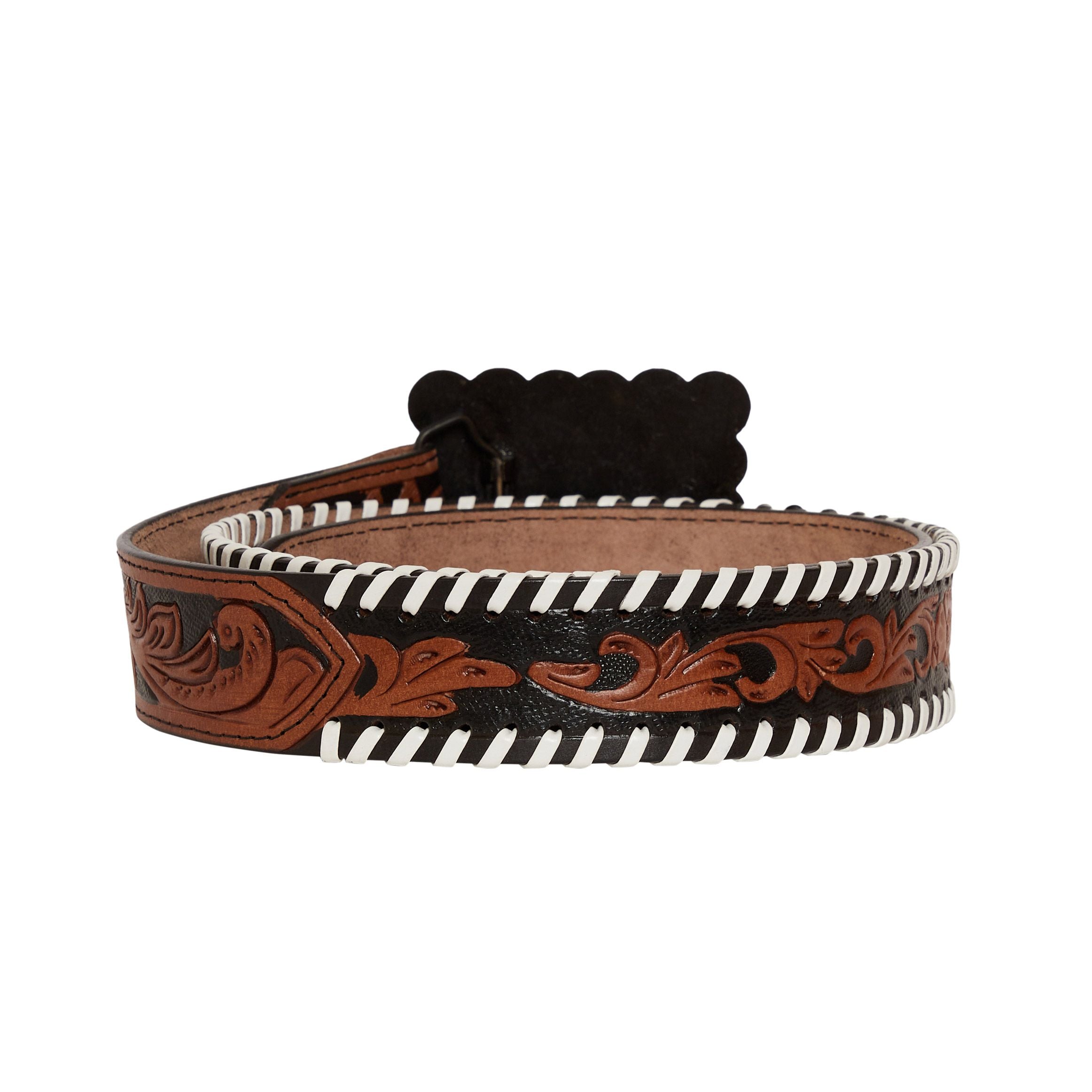 Myra Grave Brown Hand Tooled Leather Belt