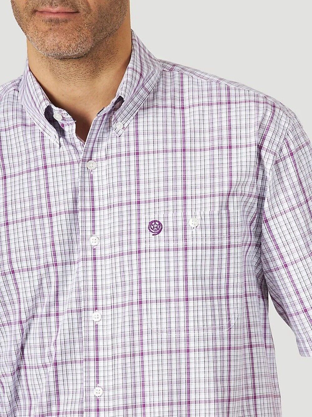 Wrangler - George Strait Collection Short Sleeve Purple Plaid Shirt