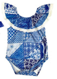 Shea Baby Denim and Lace Print Onesie/Top
